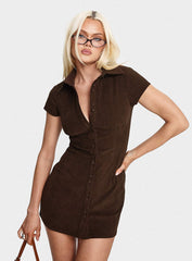 Cottesloe Corduroy Mini Dress Chocolate