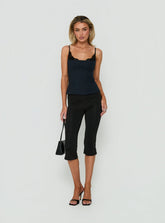 Avedon Foldover Waist Capri Pants Black