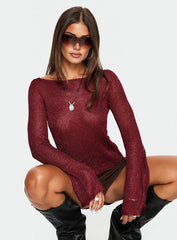 Evanne Long Sleeve Knit Top Red