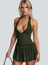 Mixie Halter Playsuit Olive Green