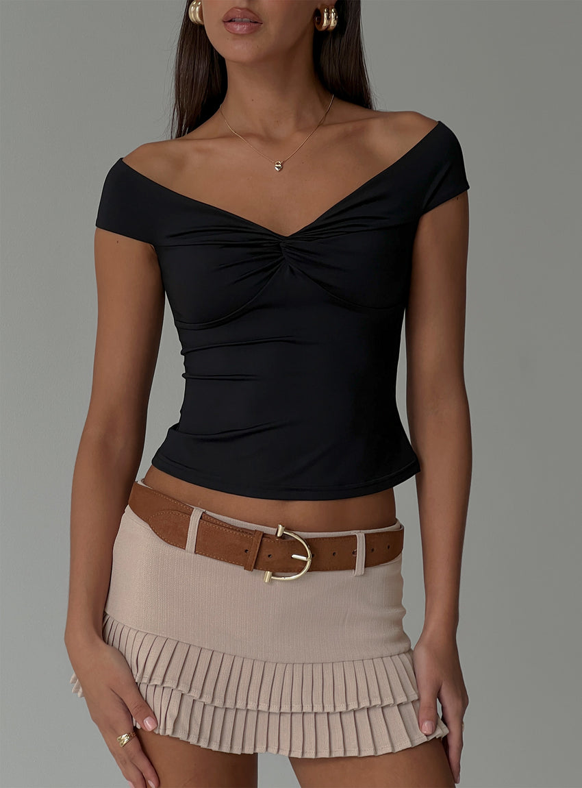 Maxeina Off Shoulder Twist Top Black