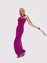 Syrina Cowl Neck Scarf Maxi Dress Berry