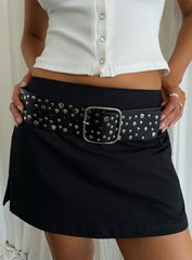 Wanna Find Out Faux Leather Belt Black / Silver