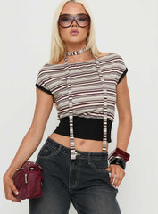 Amantha Scarf Detail Off Shoulder Top Stripe