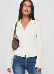 Emersonne Button Up Top White