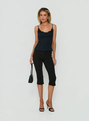 Avedon Foldover Waist Capri Pants Black