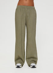 Louis Linen Blend Pants Olive