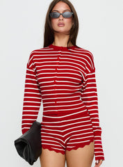 Head In The Clouds Cardigan Crimson Stripe