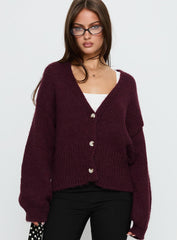 Yasmyn Knit Cardigan Burgundy