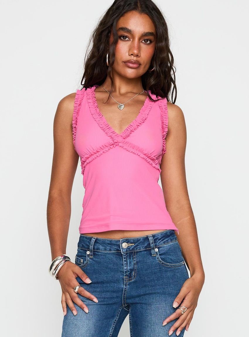 Danyia Frill Top Pink