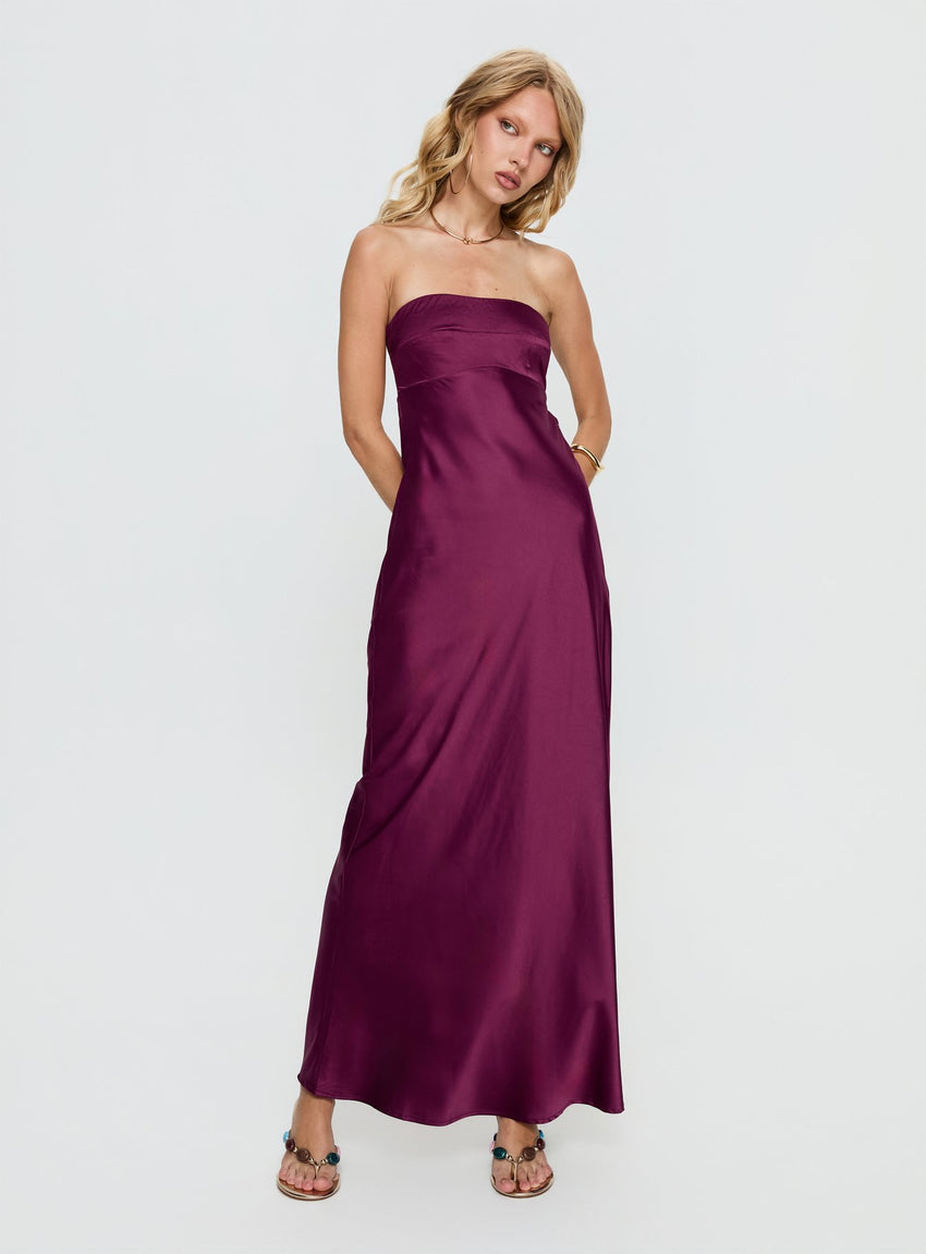 Rozelle Strapless Maxi Dress Currant