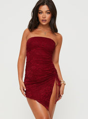 Caprani Lace Mini Dress Burgundy
