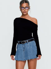 Debera Pleated Mini Skirt Mid Blue Wash