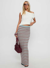 On Air Knit Maxi Skirt Multi Stripe