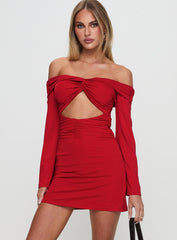 Vistoria Long Sleeve Mini Dress Red