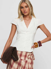 Ellis Island Collared Top White