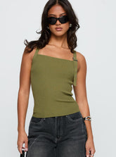 Bare It All Buckle Detail Top Green