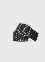 Wanna Find Out Faux Leather Belt Black / Silver