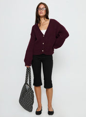 Yasmyn Knit Cardigan Burgundy