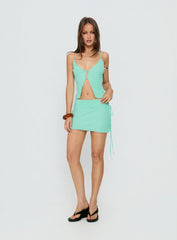 Kosmas Button Up Cami Top Turquoise