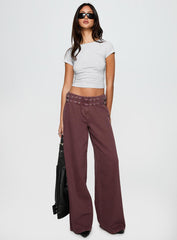 Baccarat Mid Rise Wide Leg Belted Pant Chocolate