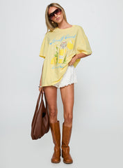 Amalfi Coast Oversized Graphic Tee Pastel Yellow