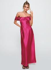 Live For You Off The Shoulder Maxi Dress Hot Pink