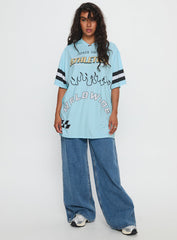 Moto Speedster Oversized Graphic Top Blue