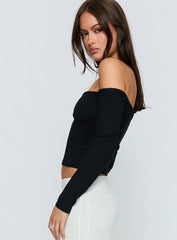 Ellaina Off Shoulder Long Sleeve Top Black