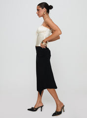 Venissa Ruched Midi Skirt Black