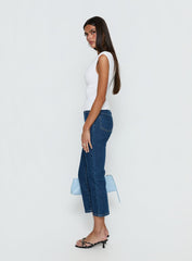 Cindee High Rise Cropped Jeans Mid Blue Wash