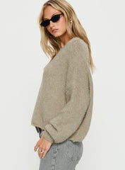Ramy Wide Neck Knit Sweater Olive