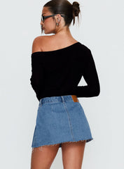 Debera Pleated Mini Skirt Mid Blue Wash