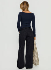 Supercut Low Rise Baggy Pleat Jeans Washed Black