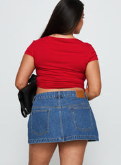 Nicolina Low Rise Denim Mini Skirt Light Wash Curve