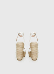 Jesper Espadrille Wedged Heels White Croc