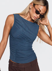 Persuade You Ruched Top Blue