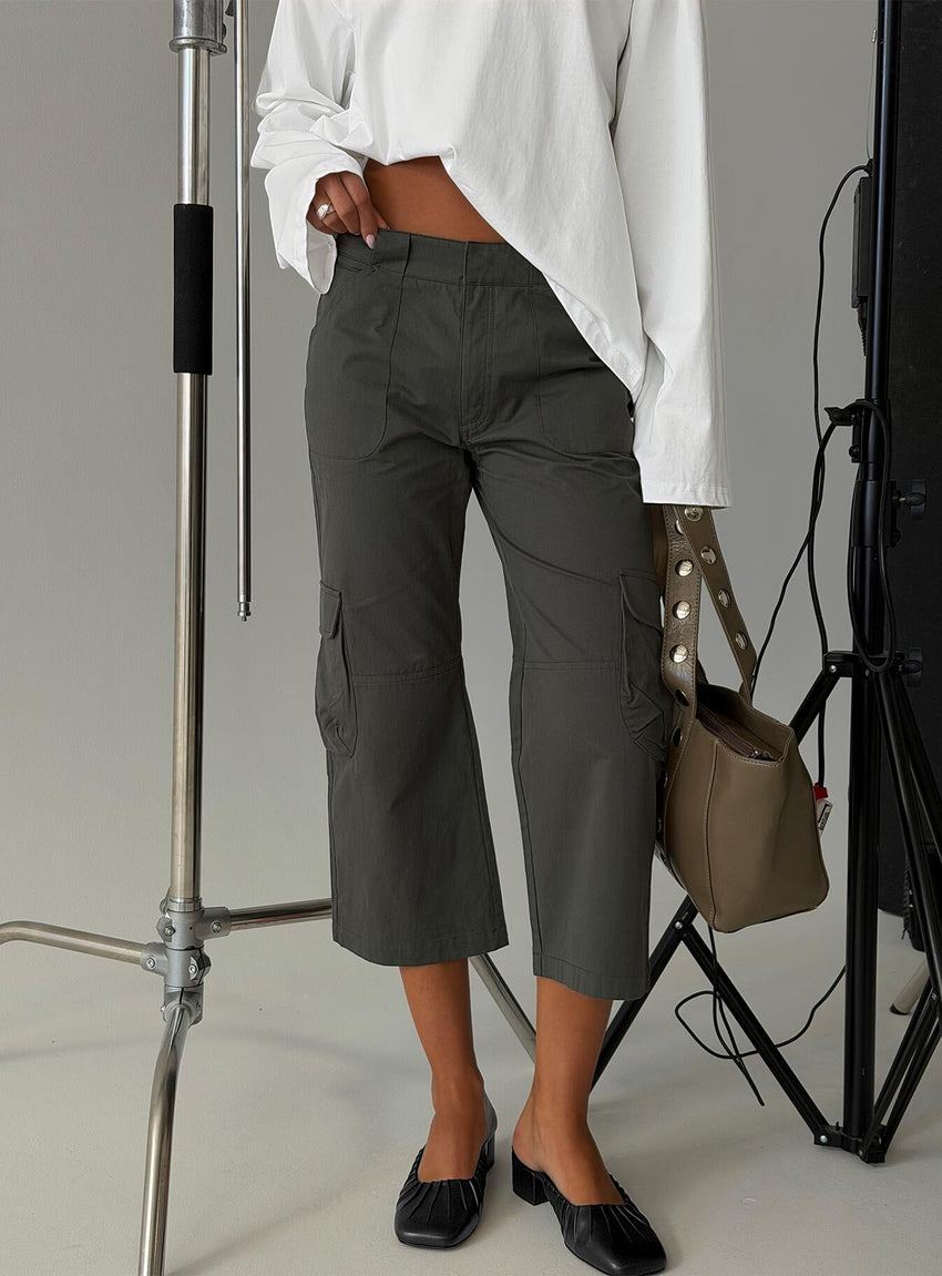 Indee Cropped Cargo Pants Charcoal