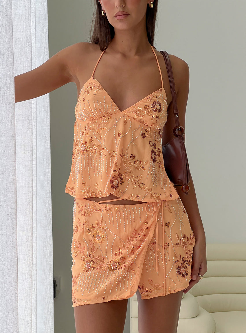 What A Coincidence Beaded Top Orange
