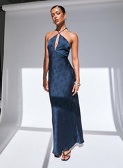 Limosina Halter Maxi Dress Navy