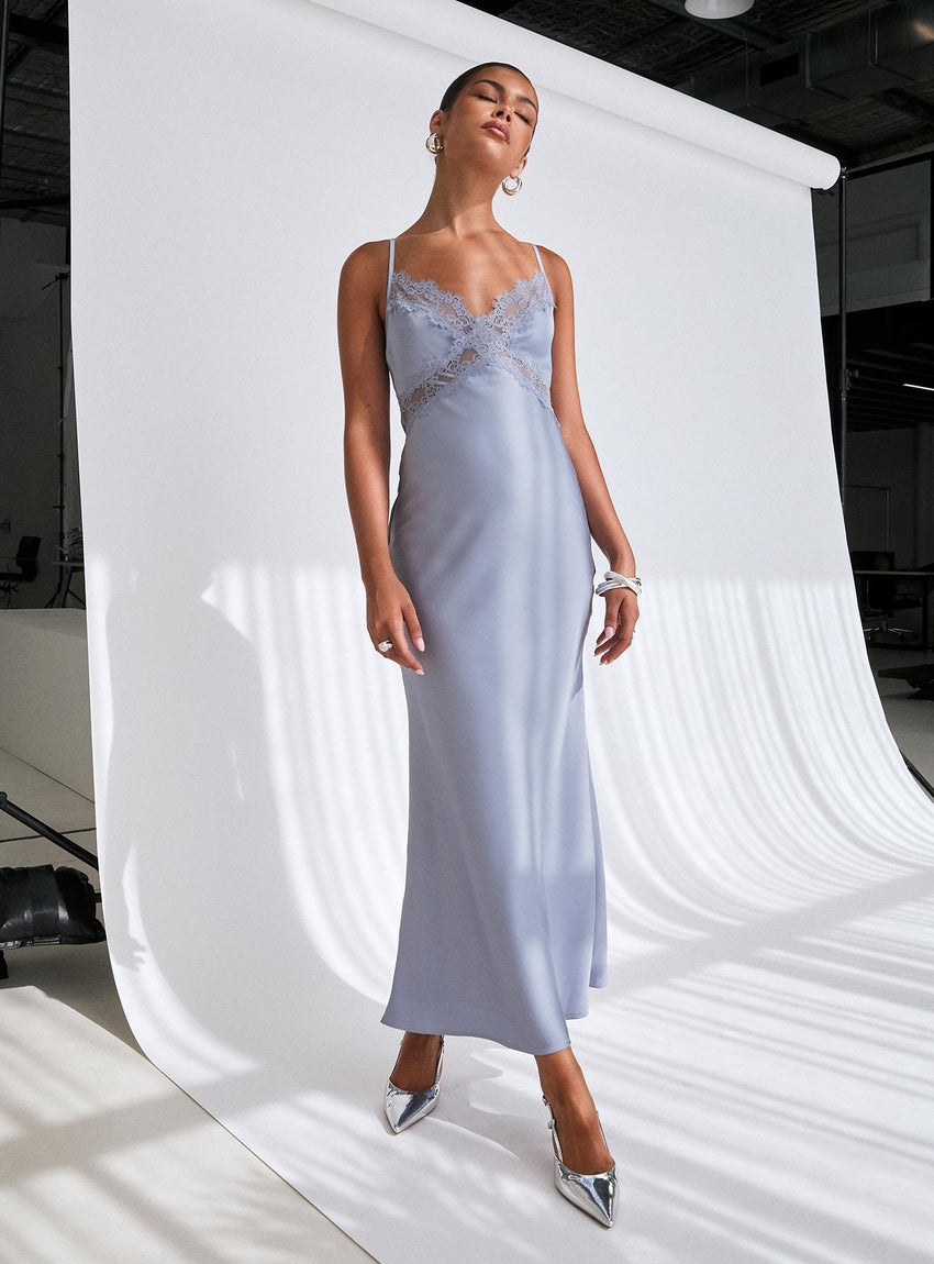 Treasure Bias Cut Maxi Dress Blue