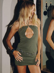 Magnifique Halter Mini Dress Green