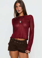 Evanne Long Sleeve Knit Top Red