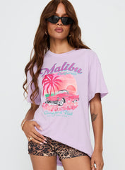 Malibu Sunset Oversized Graphic Tee Purple