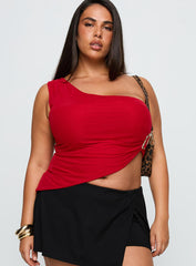 Machiatto One Shoulder Top Red Curve