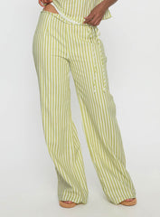 With Pleasure Tie Side Pant Green / Blue Stripe