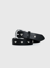 Speakeasy Heart Studded Belt Black / Silver