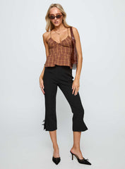 Croatia Frill Top Brown Check