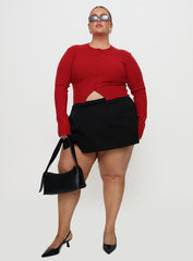 Suzu Long Sleeve Knit Top Red Curve