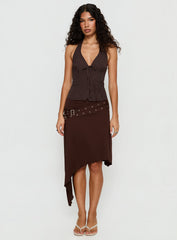 Nickole Halter Tailored Top Brown Stripe